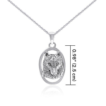 Silver Wolf Head Pendant and Chain Set by Ted Andrews TSE741 - Jewelry